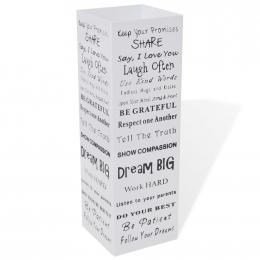 White Square Umbrella Stand Storage Holder Walking Stick Steel 48.5 Cm with Words Design