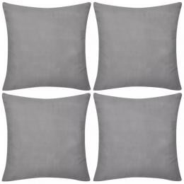 4 Grey Cushion Covers Cotton 50 X 50 Cm
