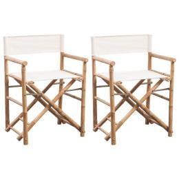 Folding Directors Chair 2 Pcs Bamboo And Canvas
