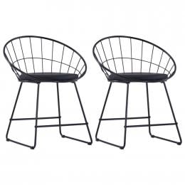 Dining Chairs With Faux Leather Seats 2 Pcs Black Steel