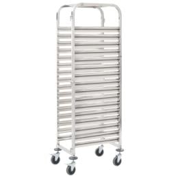 Kitchen Trolley 16 Trays Cart 38 x 55 x 163cm Stainless Steel