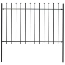 Garden Fence With Spear Top Steel 1.7x1.2 M Black