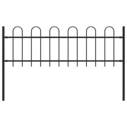 Garden Fence With Hoop Top Steel 1.7x0.6 M Black