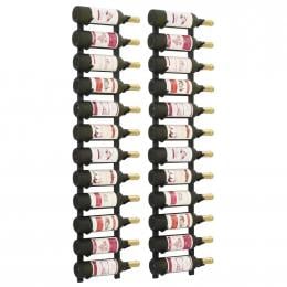 Wall Mounted Wine Racks For 12 Bottles 2 Pcs Black Iron