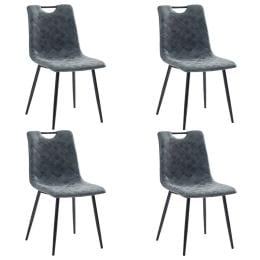 Dining Chairs 4 Pcs Black F.Leather