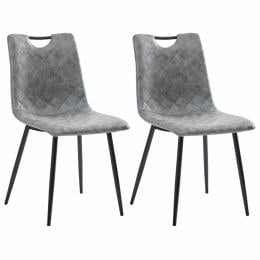 Dining Chairs 2 Pcs Dark Grey F.Leather