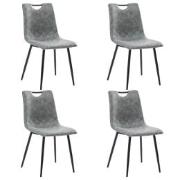 Dining Chairs 4 Pcs Dark Grey F.Leather