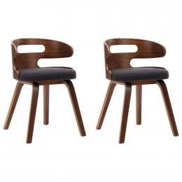 Dining Chairs 2 Pcs Dark Grey Bent Wood And Fabric