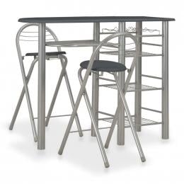 3 Piece Bar Set With Shelves Wood And Steel Black