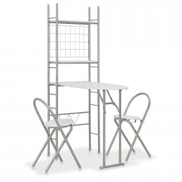 3 Piece Folding Dining Set With Storage Rack Mdf And Steel White