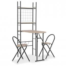 3 Piece Folding Dining Set With Storage Rack Mdf And Steel