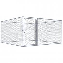 Outdoor Dog Kennel Galvanised Steel 2x2x1 M