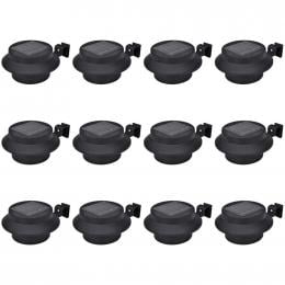 Outdoor Solar Fence Lamps 12 Pcs Led Black
