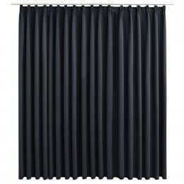 Blockout Curtain With Hooks Black 290x245 Cm