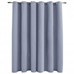 Blockout Curtain With Metal Rings Grey 290x245 Cm