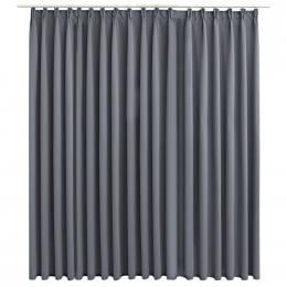 Blockout Curtain With Hooks Grey 290x245 Cm