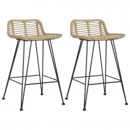 Bar Chairs 2 Pcs Natural Rattan