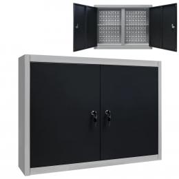Wall Mounted Tool Cabinet Industrial Style Metal Grey Black