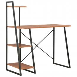 Desk With Shelving Unit Black And Brown 102x50x117 Cm