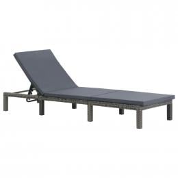 Sun Lounger With Cushion Poly Rattan Anthracite