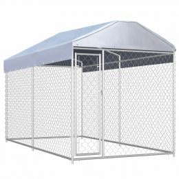 Outdoor Dog Kennel With Canopy Top 382x192x225 Cm