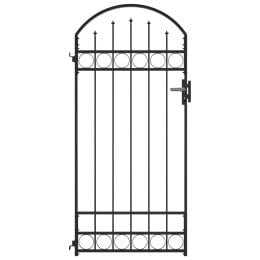 Fence Gate With Arched Top Steel 89x200 Cm Black