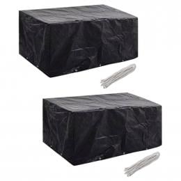 Garden Furniture Covers 2 Pcs 6 Person Poly 10 Eyelets 240x140cm