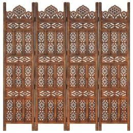 Hand Carved 4-panel Room Divider Brown 160x165 Cm Solid Mango Wood