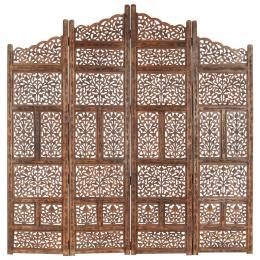 4-panel Room Divider Brown 160x165 Cm Solid Mango Wood