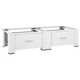 Double Washing And Drying Machine Pedestal With Drawers White