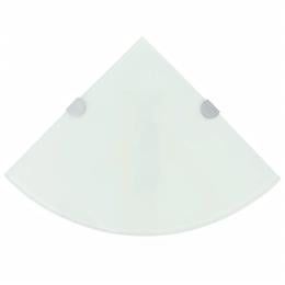 Corner Shelves 2 Pcs With Chrome Supports Glass White 25x25 Cm