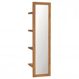 Wall Mirror With Shelves 30x30x120 Cm Solid Teak Wood