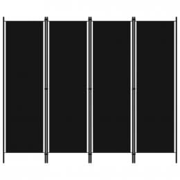 4-panel Black Room Divider  200x180 Cm