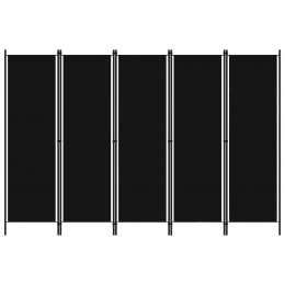 5-panel Room Divider Black 250x180 Cm