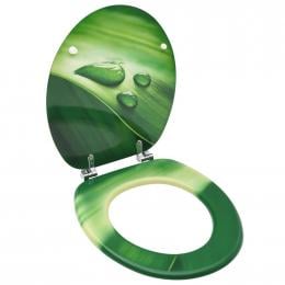 Toilet Seat With Lid Mdf Green Water Drop Design