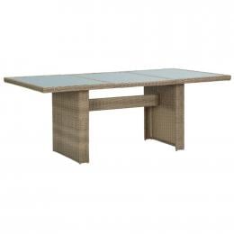 Garden Dining Table Brown 200x100x74 Cm Glass And Poly Rattan