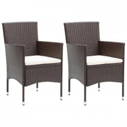 Garden Dining Chairs 2 Pcs Poly Rattan Brown