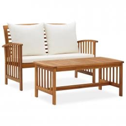2 Piece Garden Lounge Set With Cushions Solid Acacia Wood
