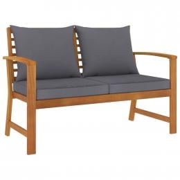 Garden Bench 120 Cm With Dark Grey Cushion Solid Acacia Wood - Oil Finish