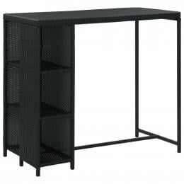 Bar Table With Storage Rack 120x60x110 Cm Poly Rattan Black