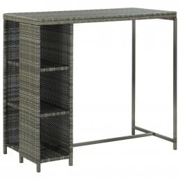 Bar Table With Storage Rack Grey 120x60x110 Cm Poly Rattan