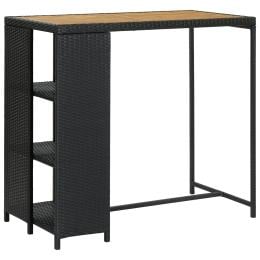 Outdoor Bar Table with Storage – Rattan, Black