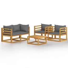 5 Piece Garden Lounge Set With Cushion Solid Acacia Wood