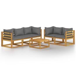 6 Piece Garden Lounge Set With 9 Back Cushions Solid Acacia Wood