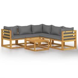 6 Piece Garden Lounge Set With 8 Back Cushions Solid Acacia Wood