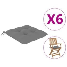 Chair Cushions 6 Pcs Grey 40x40x7 Cm Fabric