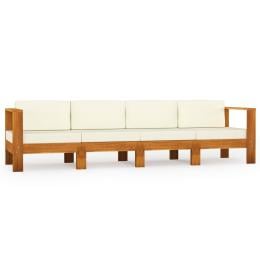 4-seater Garden Sofa With Cream White Cushions Solid Acacia Wood