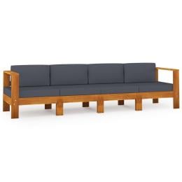 4-seater Garden Sofa With Dark Grey Cushions Acacia Wood