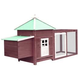 Chicken Coop With Nest Box Mocha 193x68x104 Cm Solid Firwood
