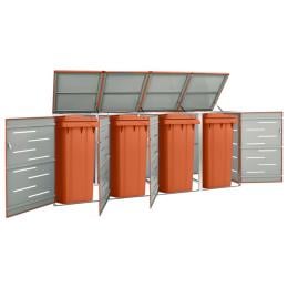 Quadruple Wheelie Bin Shed 276.5x77.5x115.5 Cm Stainless Steel